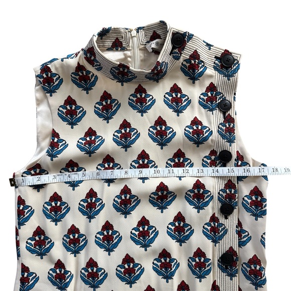 NWT Tory Burch Crepe Button Sheath Dress Blue Marina Print Size 2 - Picture 10 of 13